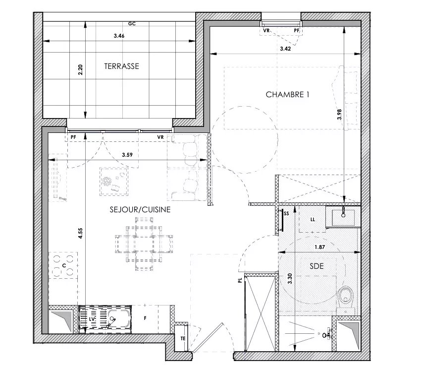 APPARTEMENT 2 PIÈCES DE 40m² + PARKING – CHÂTEAUNEUF-DU-GRASSE