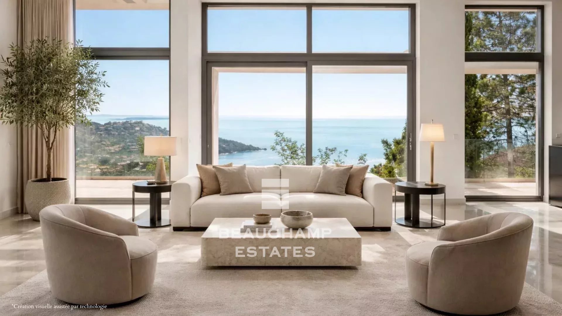 Villa contemporaine neuve avec vue mer