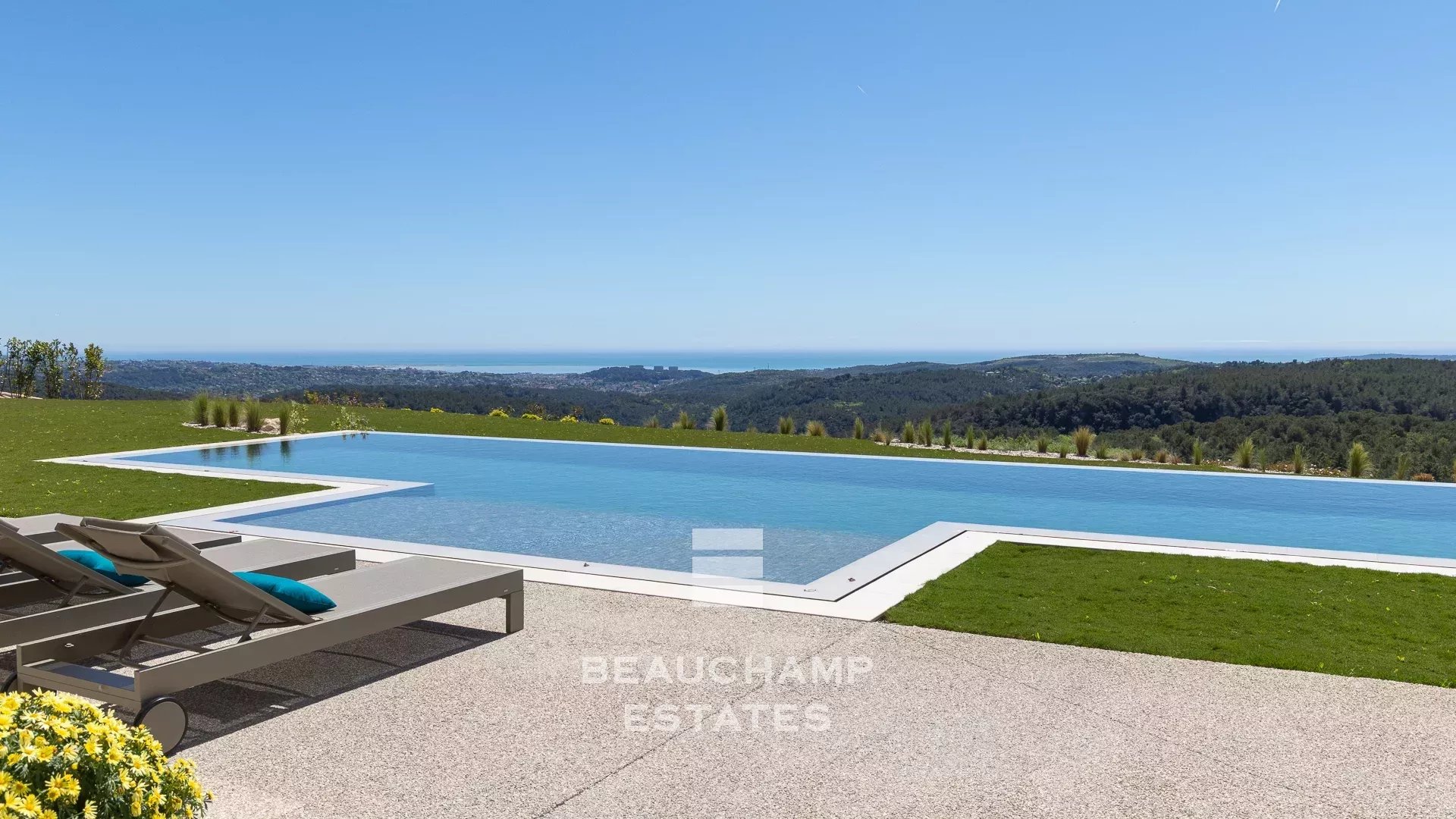 Villa contemporaine neuve 6 chambres avec vue mer à Roquefort-les-Pins