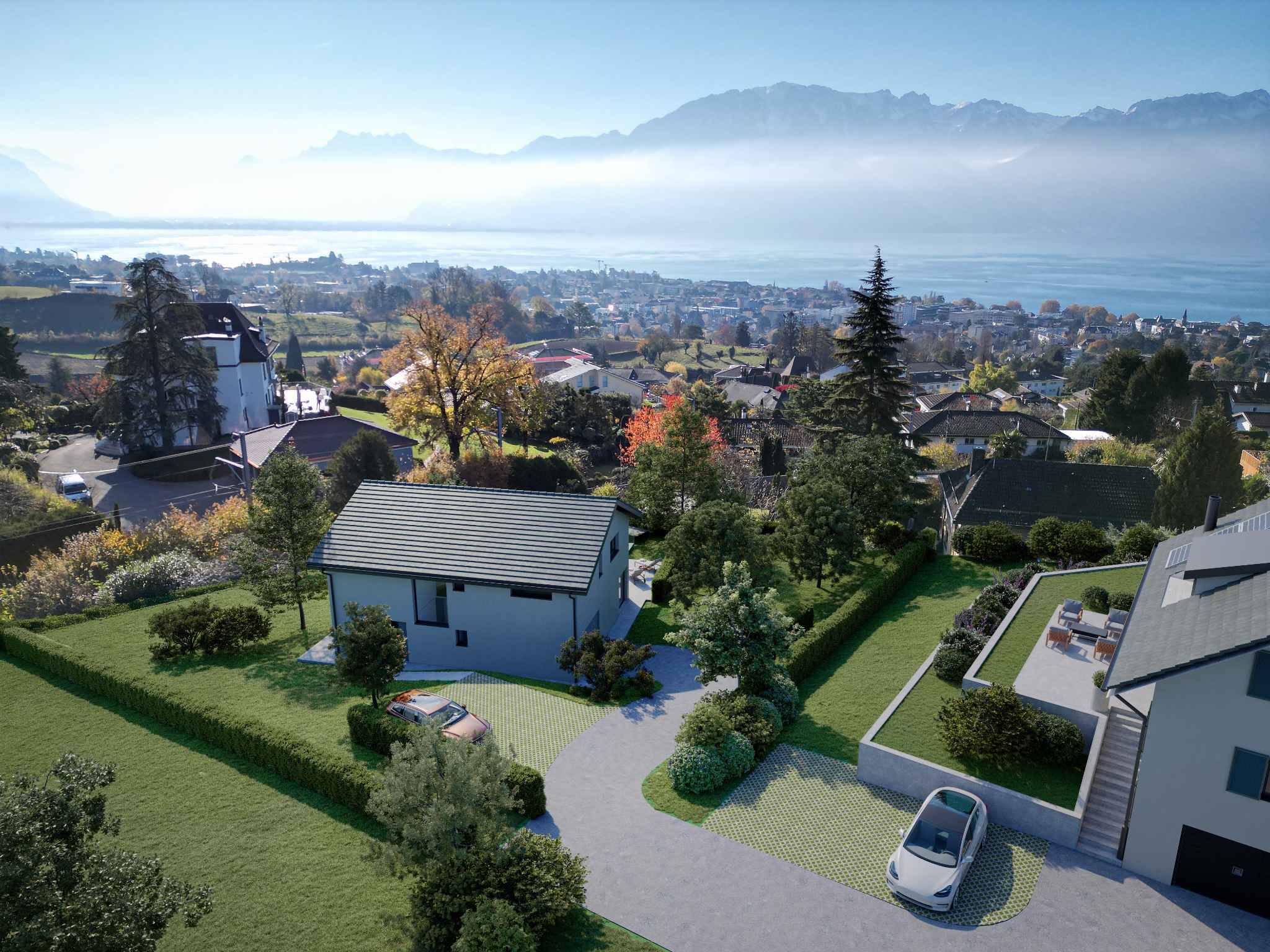 Neuf ! Villa individuelle avec piscine et magnifique vue sur le lac